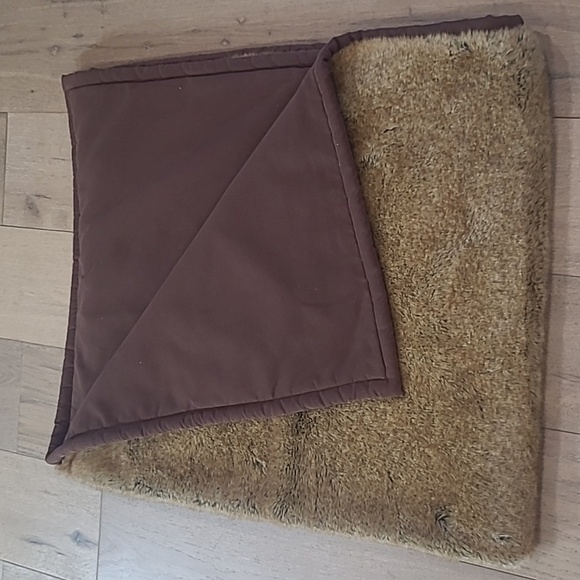 EUC Pottery Barn Throw Blanket Brown/Grey Faux Fur Heavy Weight Sofa Blanket - Picture 1 of 11
